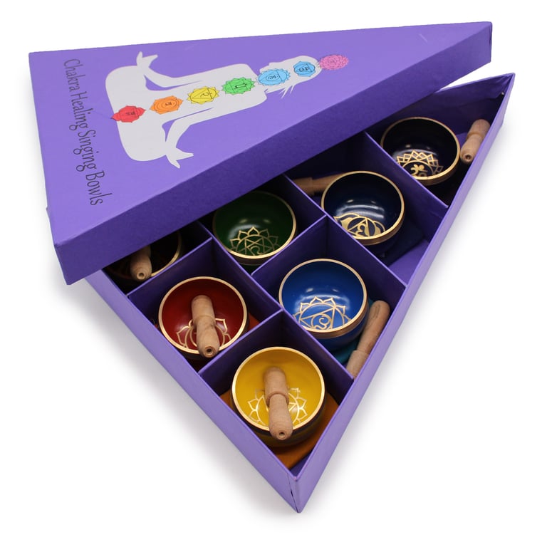Chakra Singing Bowl Gift Set - Pyramid Shape - Premium Quality