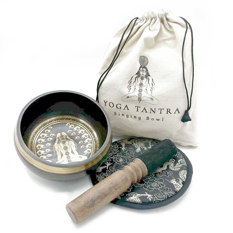 14cm Handcrafted Engraved Yoga Singing Bowl Gift Set - Yogi