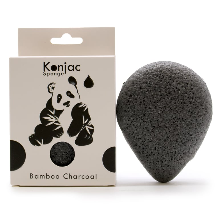 Bamboo Charcoal Teardrop Konjac Sponge - Anti-Bacterial Natural Cleansing Beauty Tool