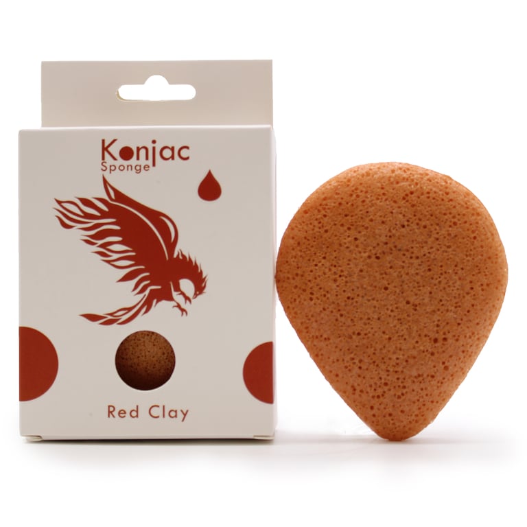 Rejuvenating Teardrop Red Clay Konjac Sponge - Natural Exfoliating Beauty Tool