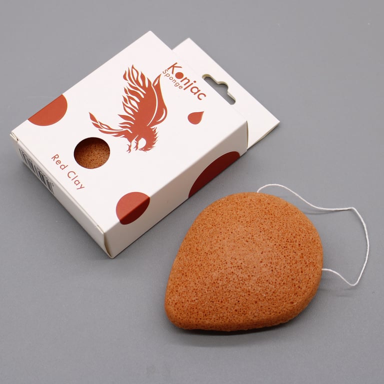 Rejuvenating Teardrop Red Clay Konjac Sponge - Natural Exfoliating Beauty Tool
