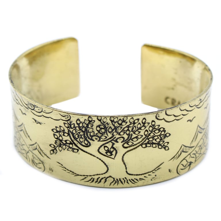 Tibetan Mantra Bracelet (Brass) - Tree of Life Design
