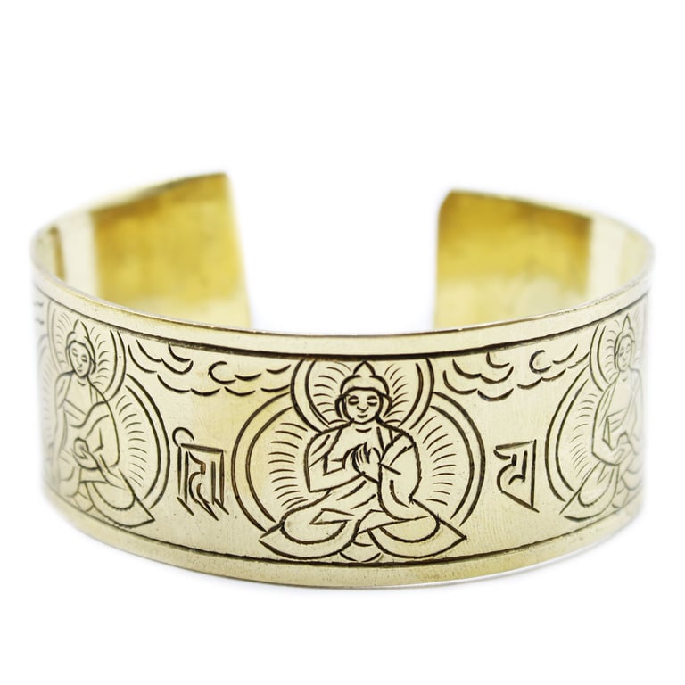 Brass Tibetan Five Buddha Bracelet - Handcrafted & Authentic