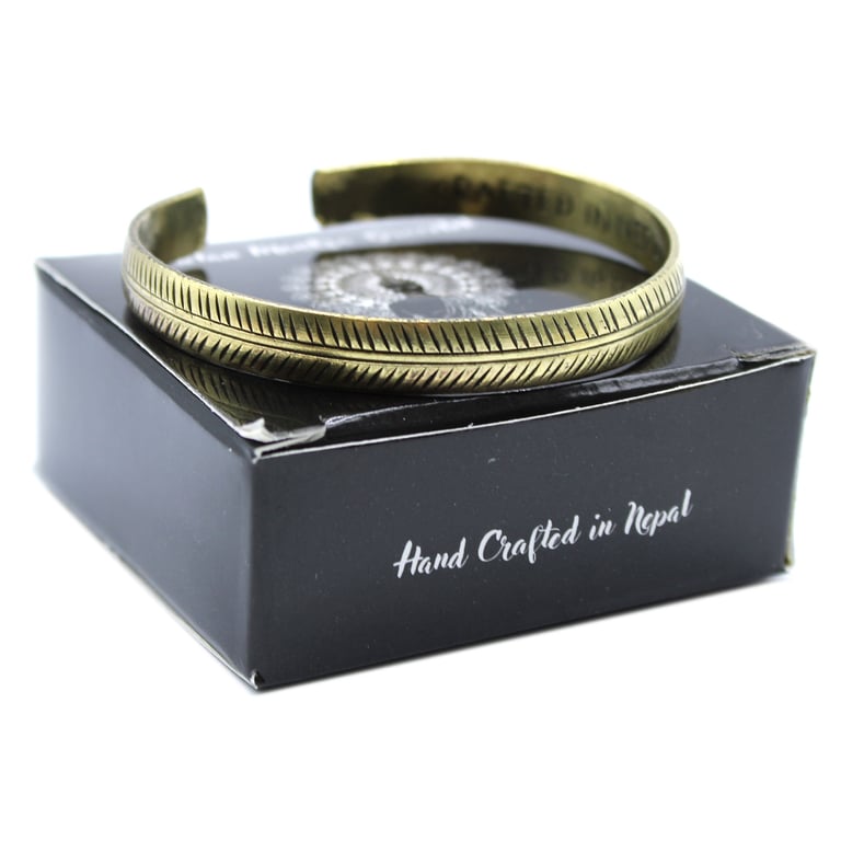 Brass Tibetan Slim Tribal Leaf Bracelet - Authentic Brass Jewelry