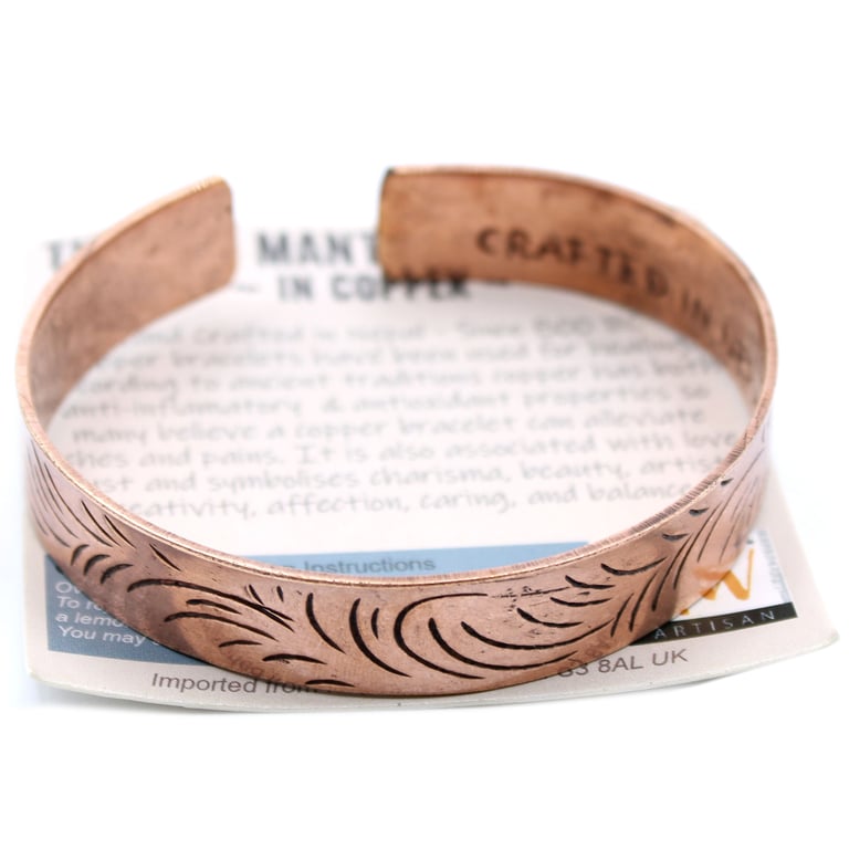 Copper Tibetan Wide Tribal Swirl Bracelet - Handcrafted Copper Jewelry