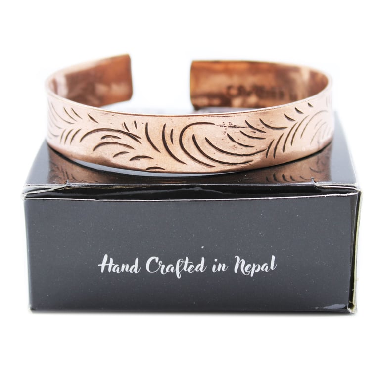 Copper Tibetan Wide Tribal Swirl Bracelet - Handcrafted Copper Jewelry
