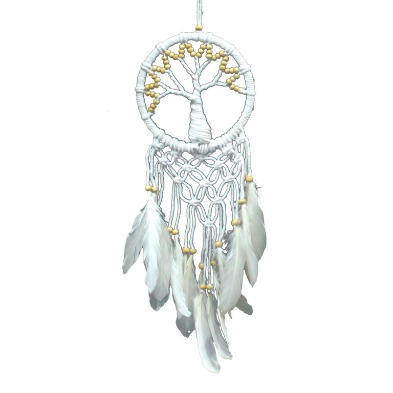 Pure Natural Tree of Life Dreamcatcher - Handmade Bohemian Home Decor, 16cm Diameter