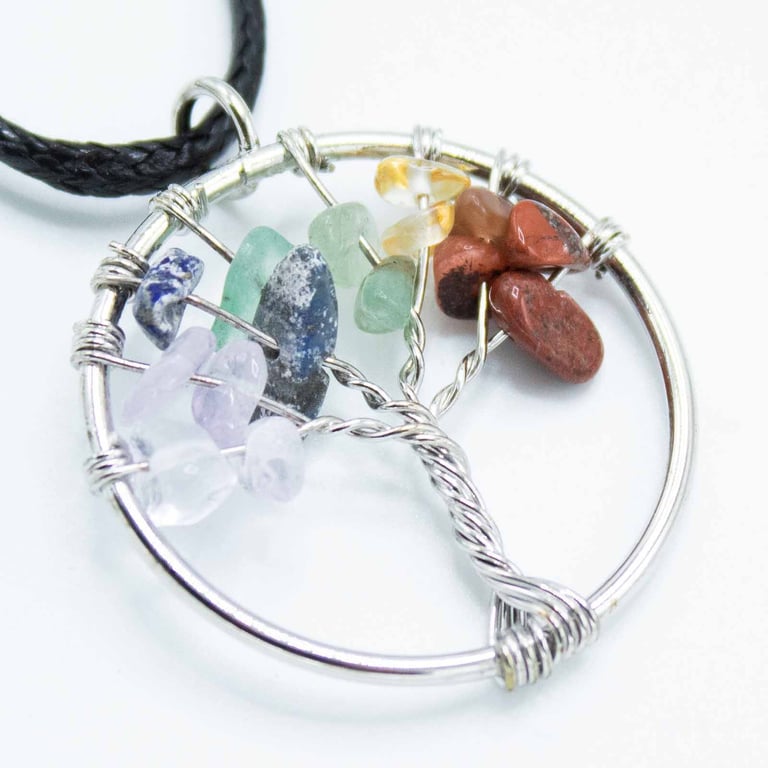 Tree of Life Chakra Pendant - Spiritual Healing Crystal Jewelry for Meditation and Balance