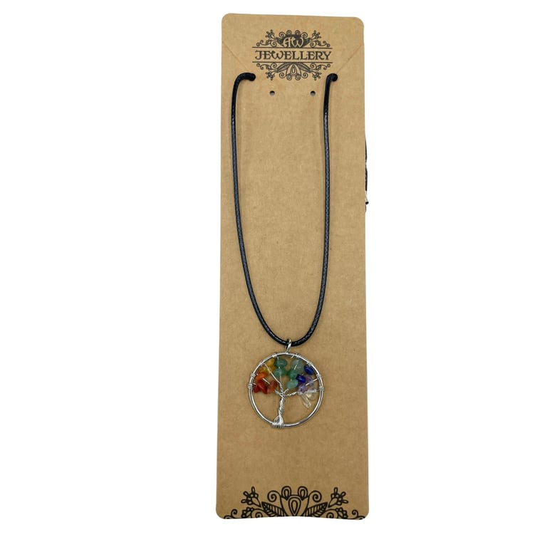 Tree of Life Chakra Pendant - Spiritual Healing Crystal Jewelry for Meditation and Balance