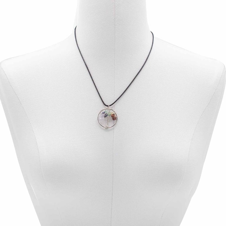 Tree of Life Chakra Pendant - Spiritual Healing Crystal Jewelry for Meditation and Balance