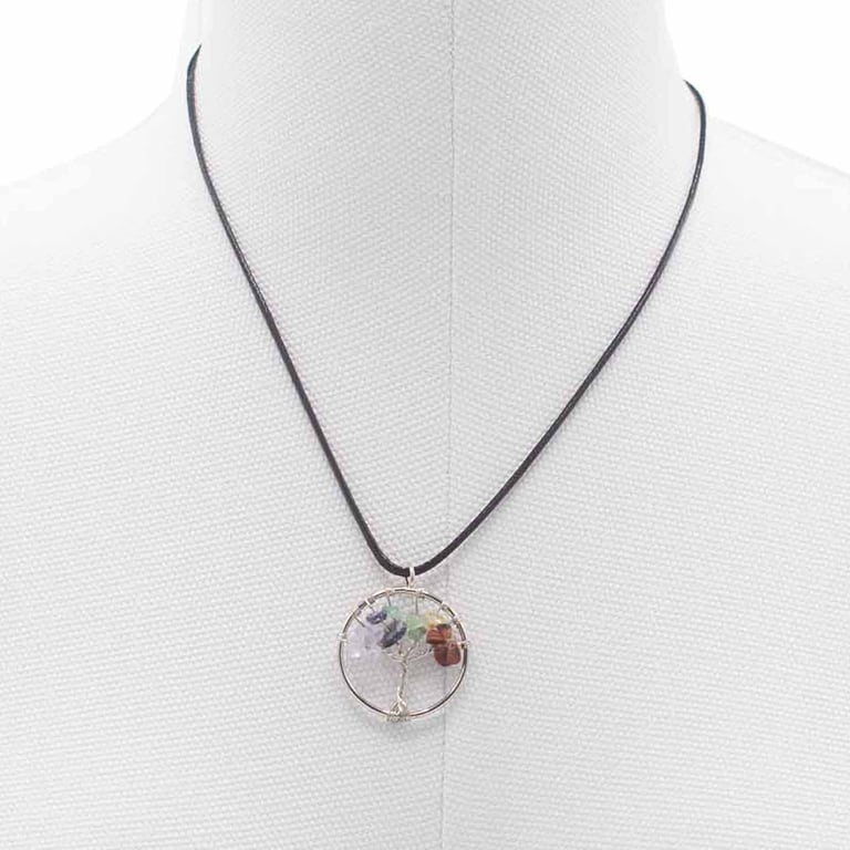 Tree of Life Chakra Pendant - Spiritual Healing Crystal Jewelry for Meditation and Balance