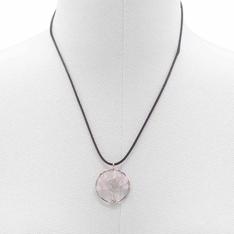 Rose Quartz Tree of Life Pendant - Spiritual Healing Necklace