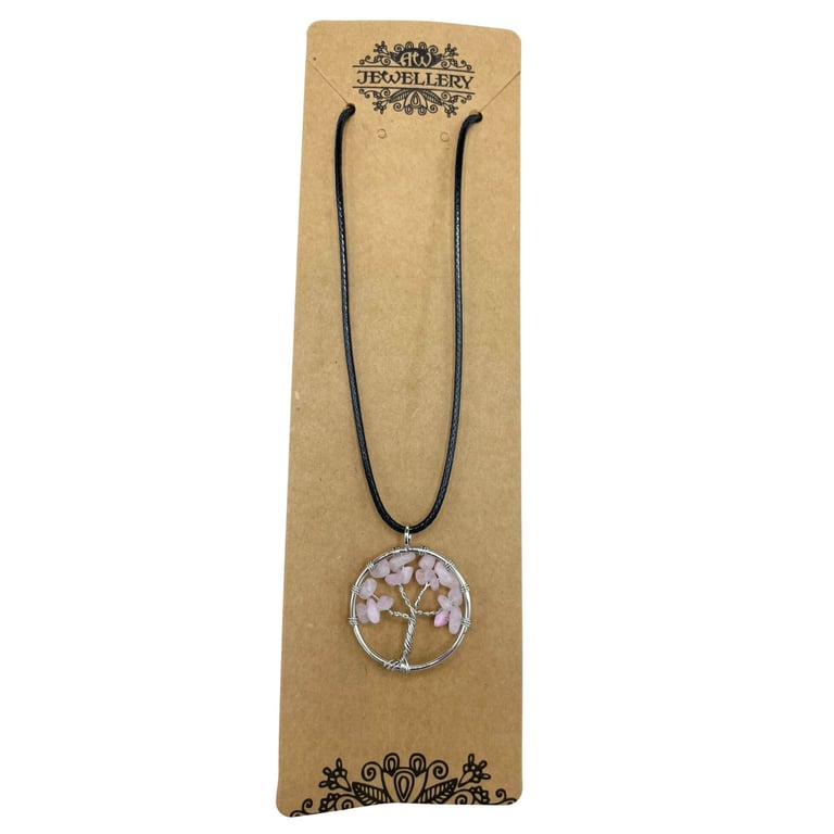 Rose Quartz Tree of Life Pendant - Spiritual Healing Necklace