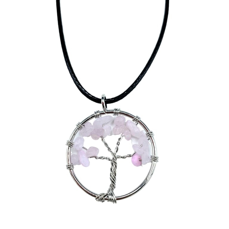 Rose Quartz Tree of Life Pendant - Spiritual Healing Necklace
