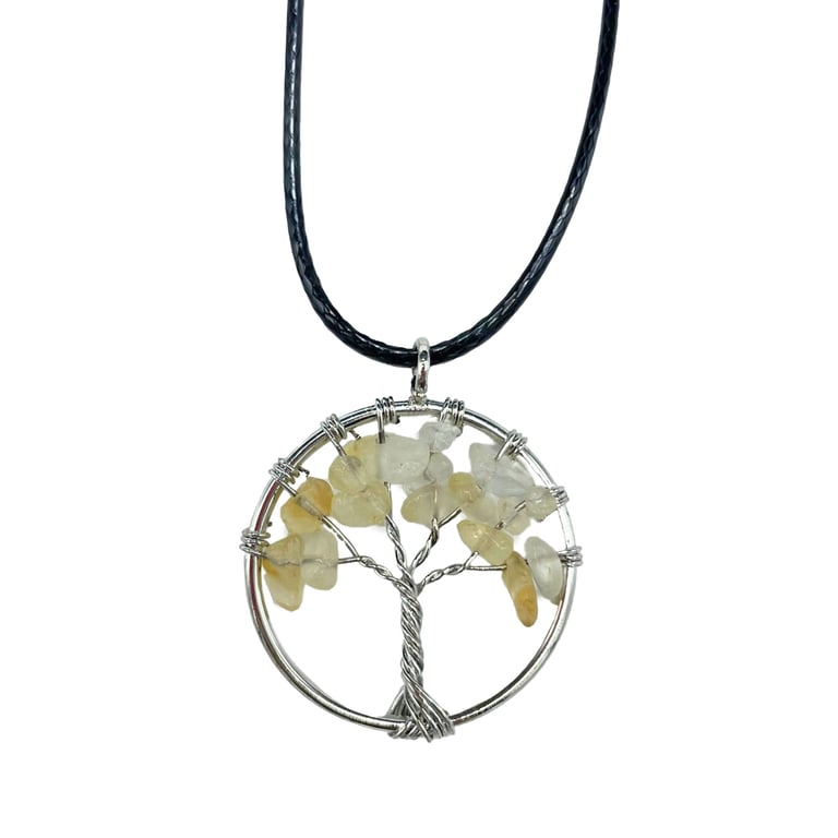 Carnelian Tree of Life Pendant - English Silver Gemstone Necklace