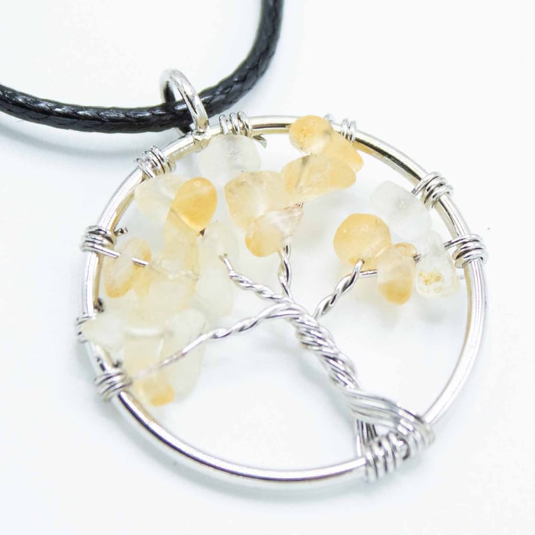 Carnelian Tree of Life Pendant - English Silver Gemstone Necklace