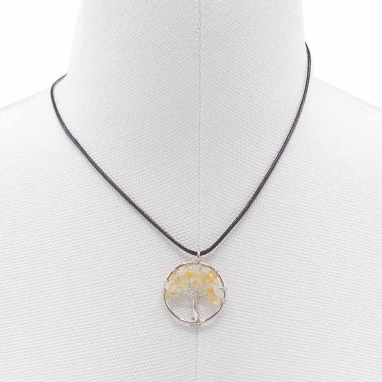 Carnelian Tree of Life Pendant - English Silver Gemstone Necklace