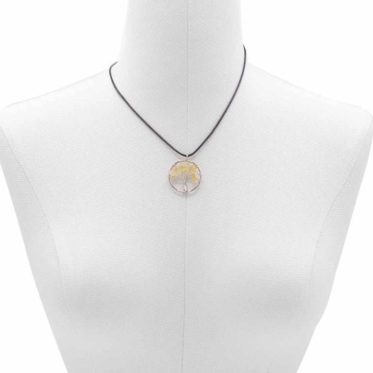 Carnelian Tree of Life Pendant - English Silver Gemstone Necklace