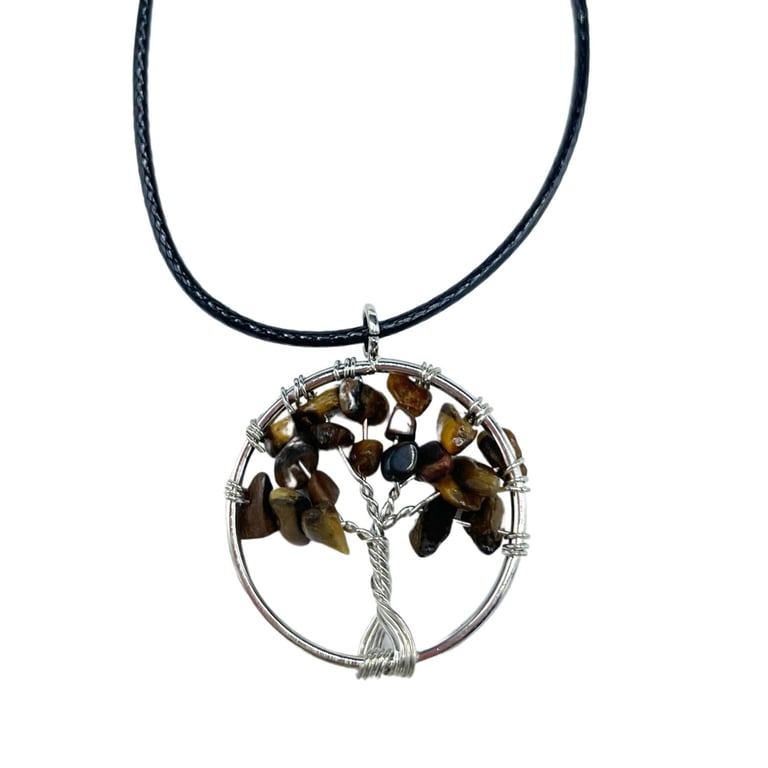 Tree of Life Pendant - Tiger Eye Spiritual Jewelry Necklace