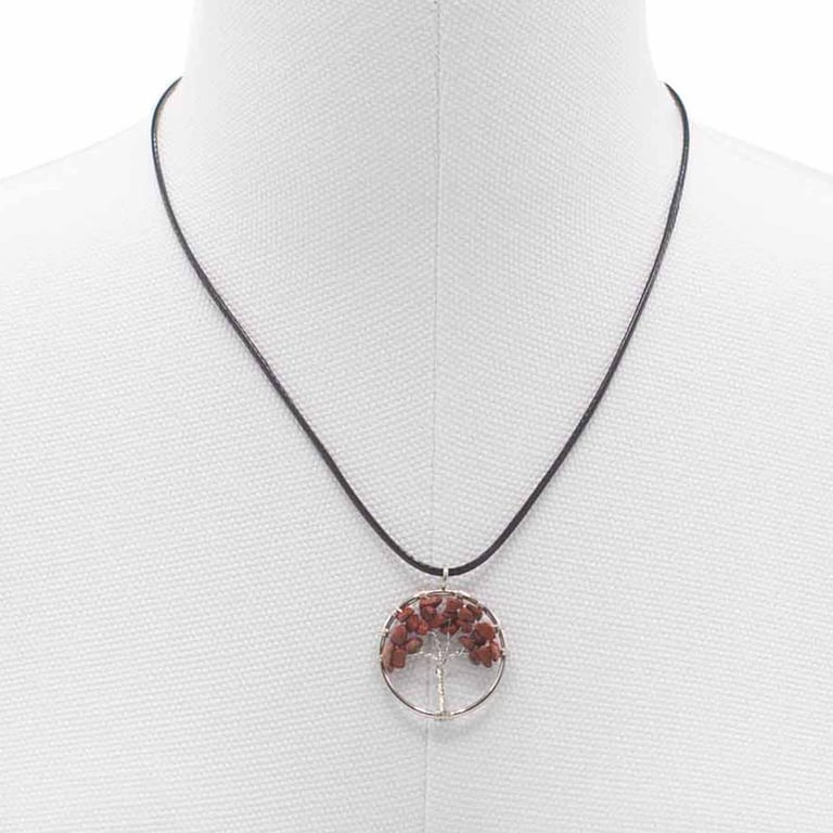 Tree of Life Pendant - Red Jasper Natural Gemstone Necklace
