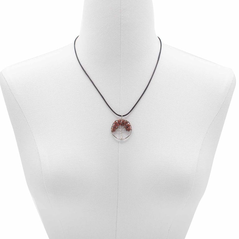 Tree of Life Pendant - Red Jasper Natural Gemstone Necklace