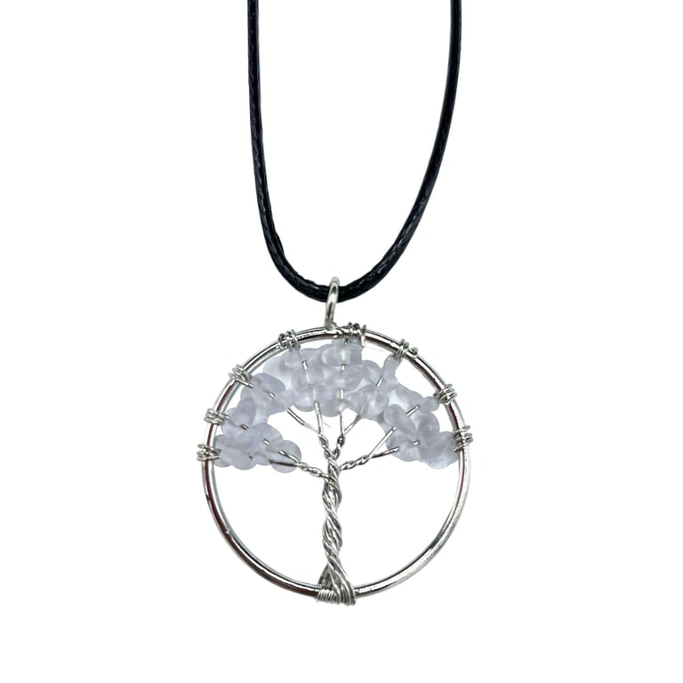 Rock Crystal Tree of Life Pendant - Natural English Jewelry Necklace