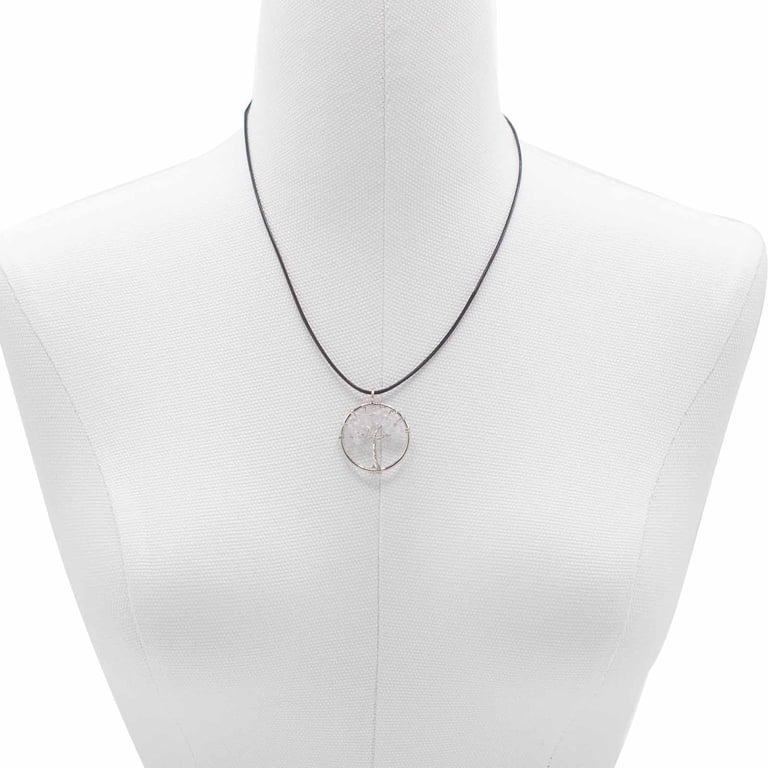 Rock Crystal Tree of Life Pendant - Natural English Jewelry Necklace