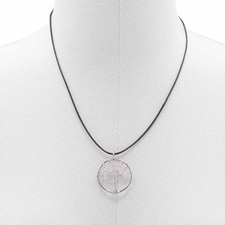 Rock Crystal Tree of Life Pendant - Natural English Jewelry Necklace