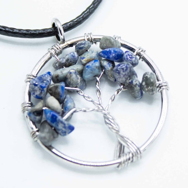 Tree of Life Sodalite Natural Stone Spiritual Healing Meditation Pendant