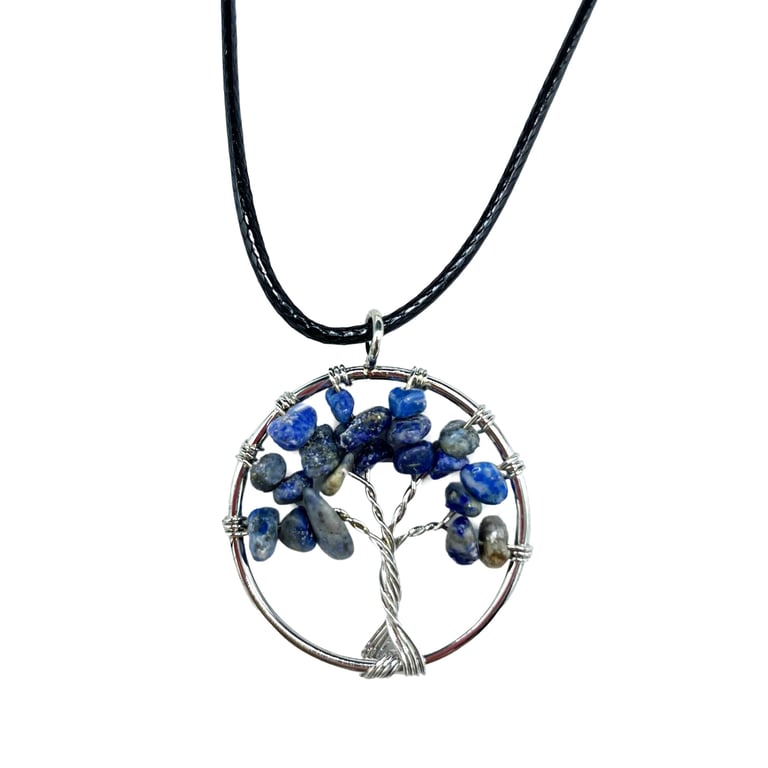 Tree of Life Sodalite Natural Stone Spiritual Healing Meditation Pendant