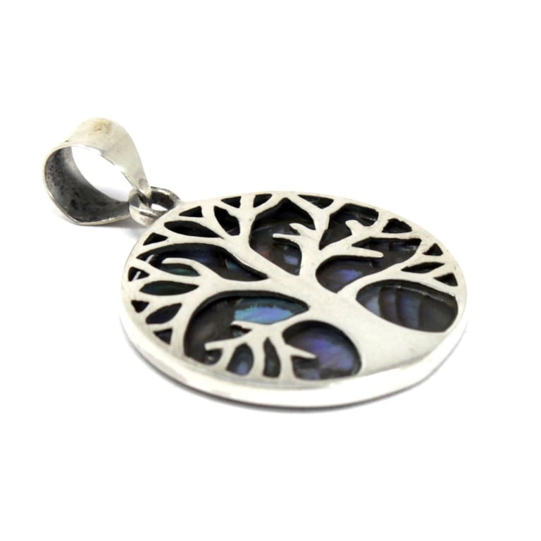 22mm Silver Abalone Tree of Life Pendant - Timeless Elegance by Brand Name