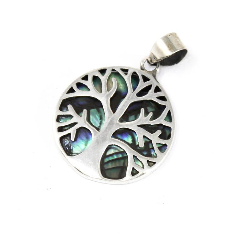 22mm Silver Abalone Tree of Life Pendant - Timeless Elegance by Brand Name