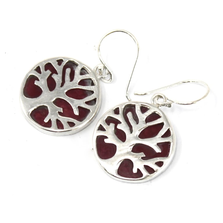 15mm Silver Coral Effect Tree of Life Earrings - Fashionable & Timeless