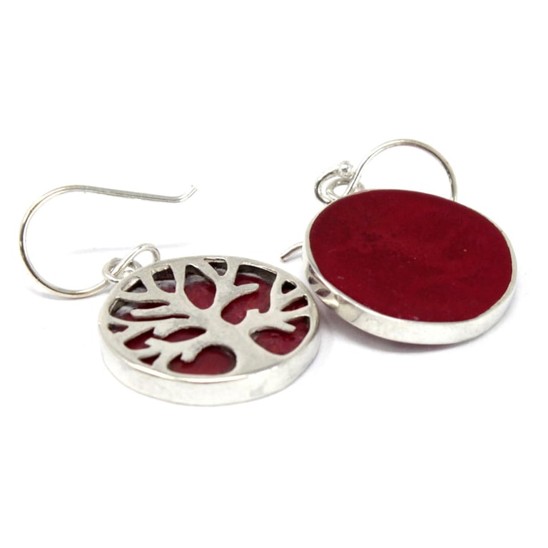 15mm Silver Coral Effect Tree of Life Earrings - Fashionable & Timeless