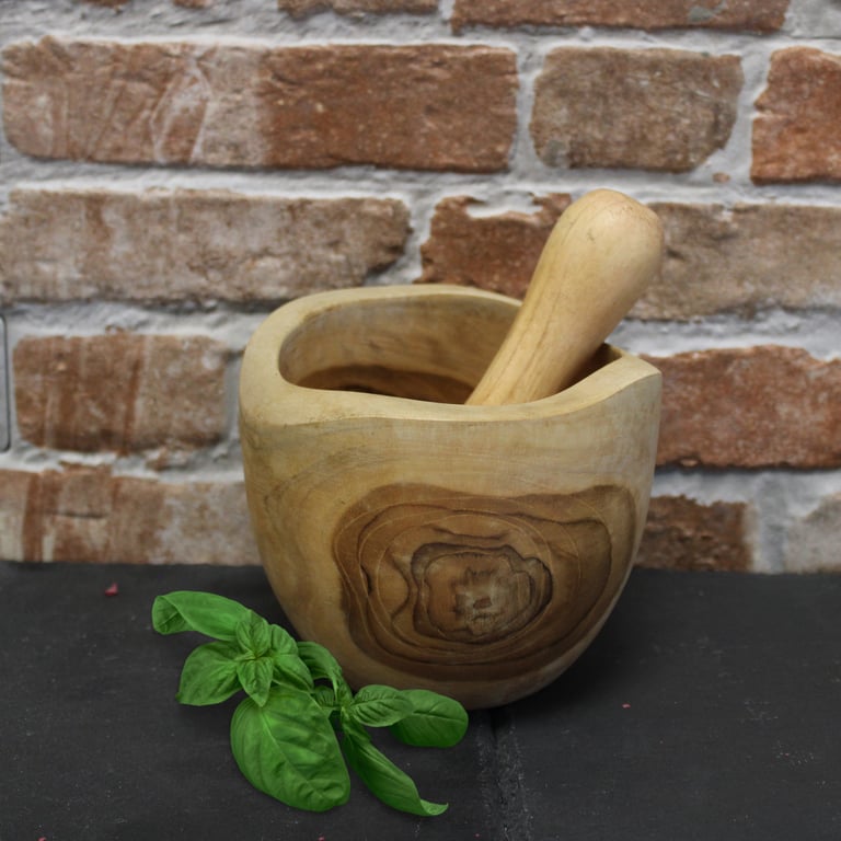 Teak Pestle & Mortar Set - Ergo Med (Ergonomic Design)