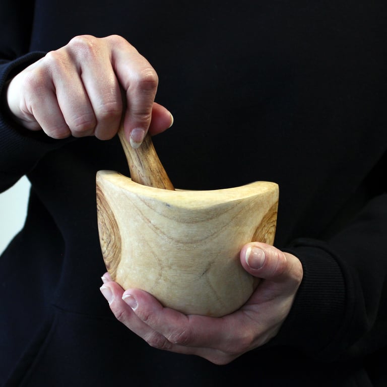 Teak Pestle & Mortar Set - Ergo Med (Ergonomic Design)