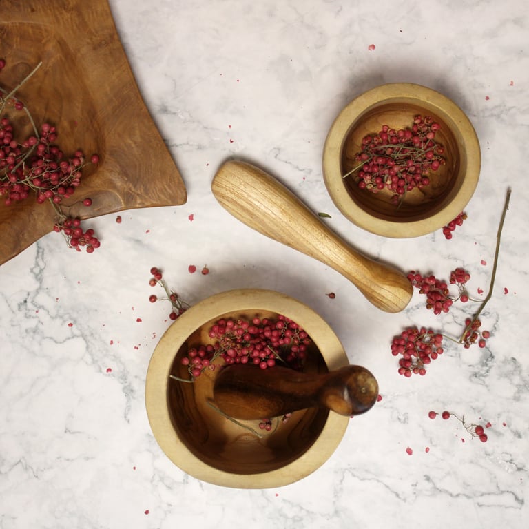 Teak Pestle & Mortar Set - Ergo Med (Ergonomic Design)