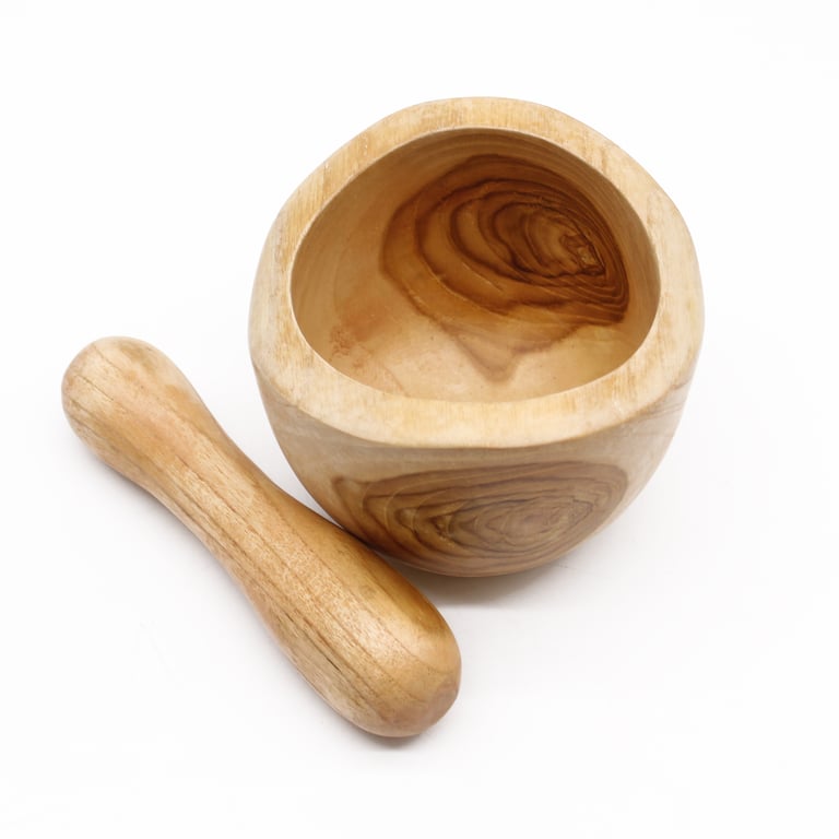 Teak Pestle & Mortar Set - Ergo Med (Ergonomic Design)