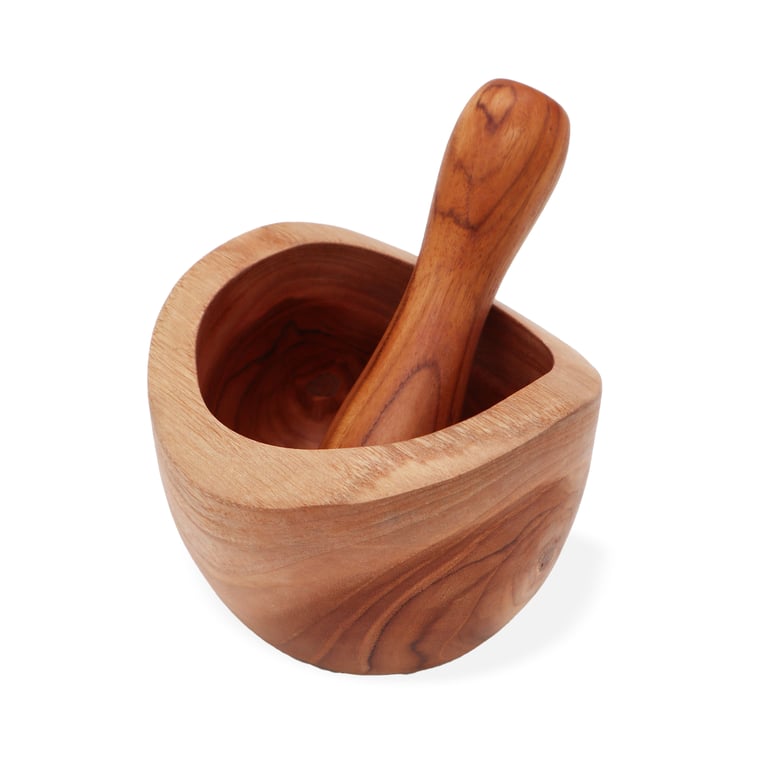 Teak Pestle & Mortar Set - Ergo Med (Ergonomic Design)