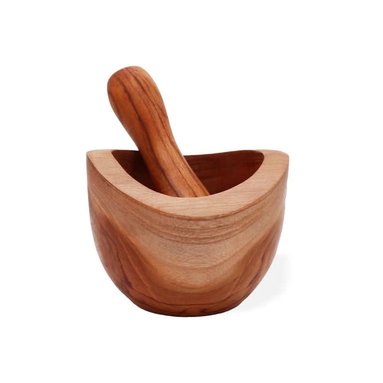 Teak Pestle & Mortar Set - Ergo Med (Ergonomic Design)