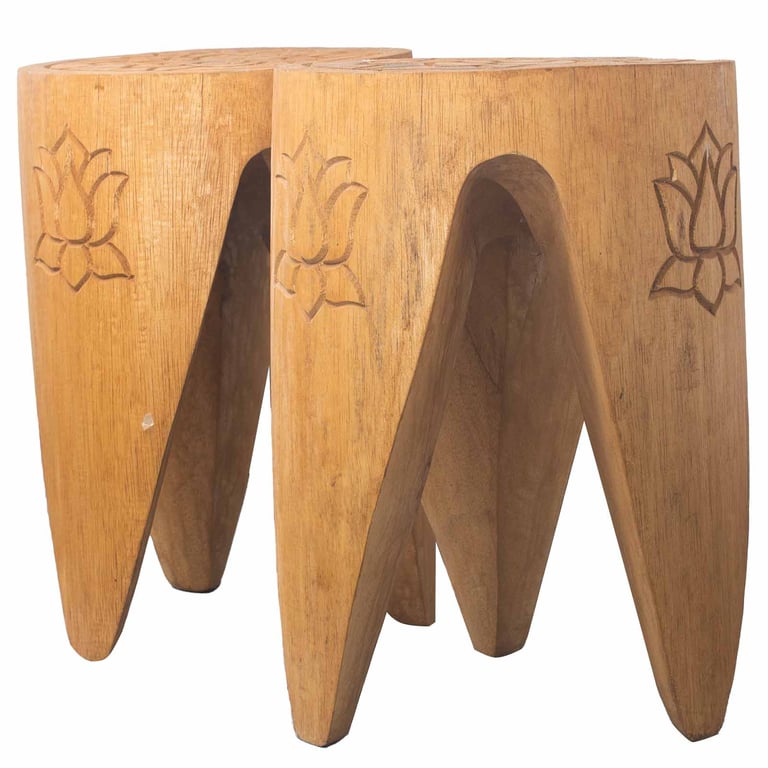2-Piece Interlocking Natural Table/Stool Set - Stackable & Durable