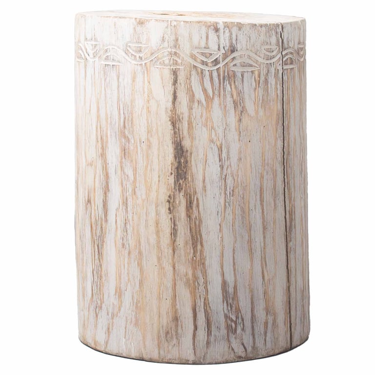 Tribal Whitewash Stool - Albasia Design