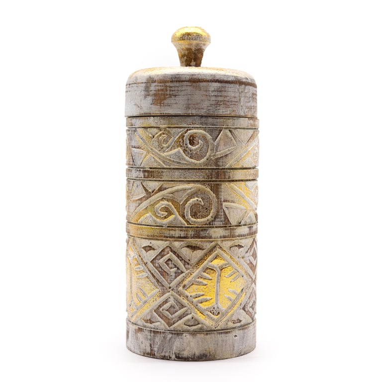 Tall White & Gold Container - Durable Storage Solution by Brand Name