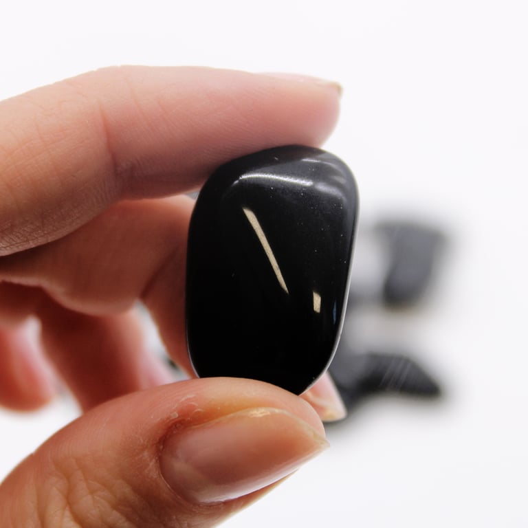 Obsidian Black M Tumble Stone - Natural Healing Crystal for Meditation and Therapy