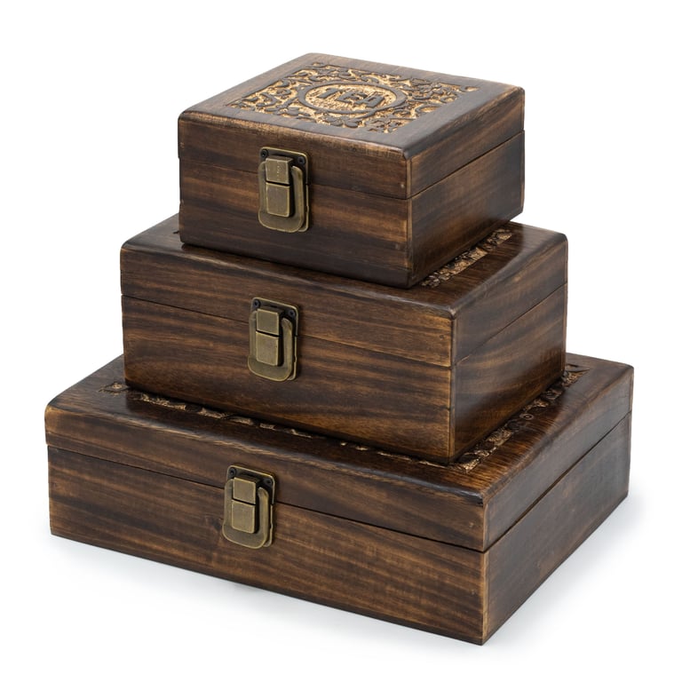 4-Compartment Mango Carved Tea Box (Handmade)