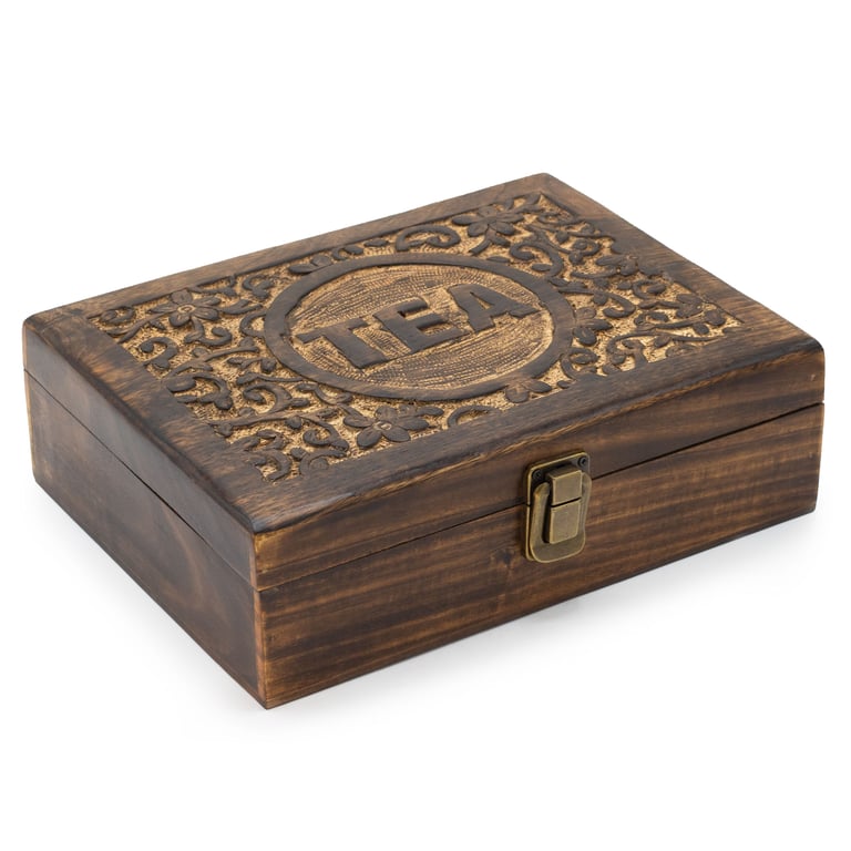 12-Compartment Mango Carved Tea Box - MangoWoodCraft
