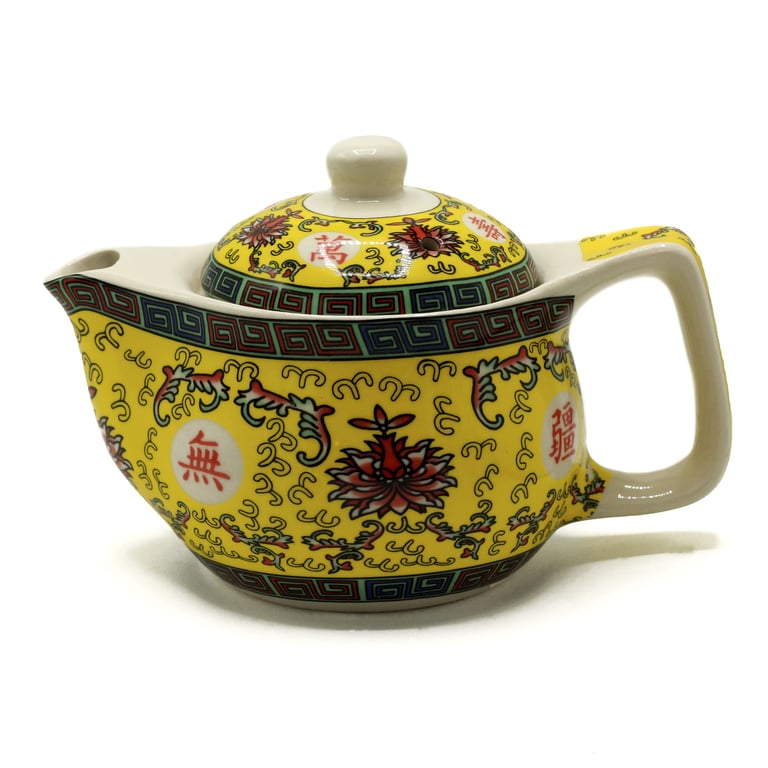 Long Life Oriental Design Small Herbal Teapot with Infuser - Perfect Home Tea Set for Herbal Lovers
