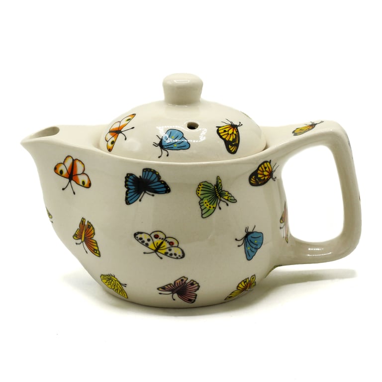 Small Herbal Butterfly Teapot Set with Tea Infuser - Elegant Teaware for Herbal Tea Lovers