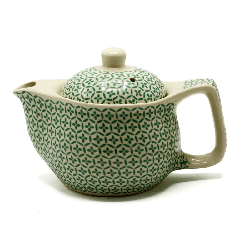 Small Green Mosaic Herbal Teapot - Ceramic Tea Infuser and Brewing Set