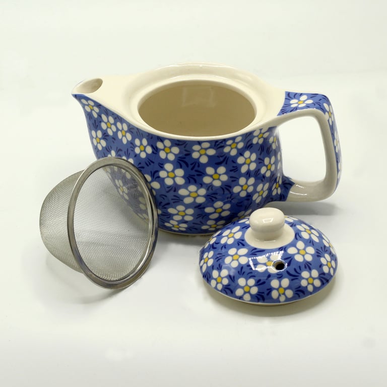 Blue Daisey Small Herbal Teapot - Floral Tea Infuser Set
